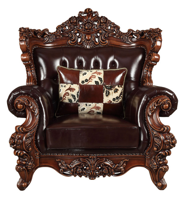 50" Espresso Faux Leather Tufted Wingback Chair N270-515761