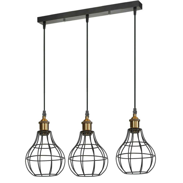 Vintage Industrial Wire Cage Style Retro Ceiling Pendant Light 3 Head Ceiling Lamp~1451 T575-V0671388065