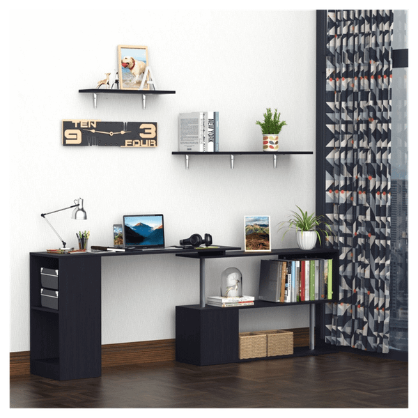 Computer Desk L-Shaped-Black T575-S0671429664