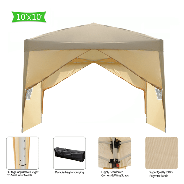 3 x 3m Two Doors & Two Windows Practical Waterproof Right-Angle Folding Tent Khaki T575-S0671379513