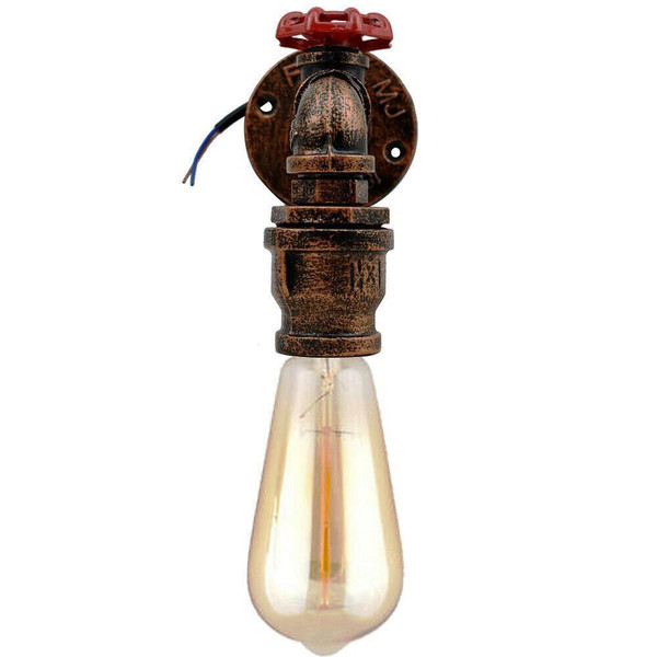 Rustic Red Wall Lights Industrial Metal Water Pipe Wall Lamp~1583 T575-V0671388239