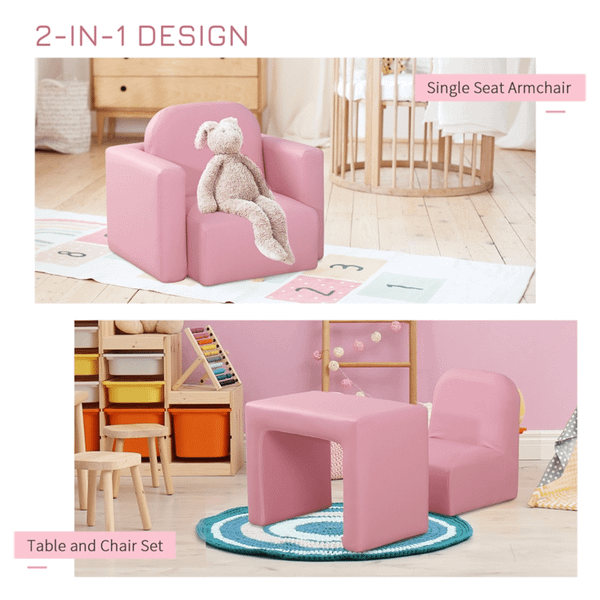2-in-1 Multifunctional Kids Sofa-Pink T575-S0671421959