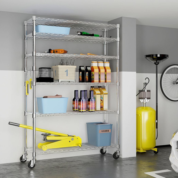 6-Tier disassembly and free assembly NSF-Certified Steel Wire Shelving with Wheels T575-S0671362287