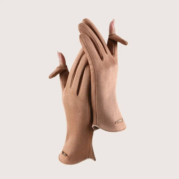 Color: Dark Grey, Gloves Size: One Size - Women Autumn Winter Keep Warm Touch Screen Thin Solid Sim F640-12000041500945586