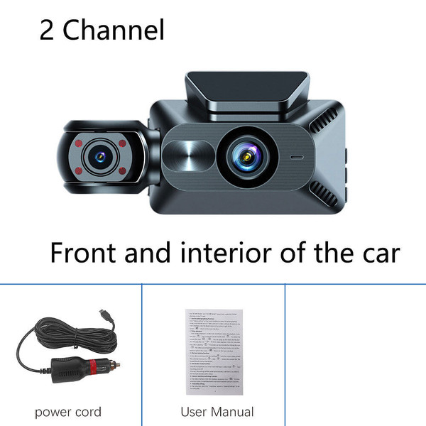 3 Channel Dash Cam Built-in WiFi Front and Rear Inside Dash Camera 1080P Three Way Camera Front + i K484-FQZAU_Q2AO670U