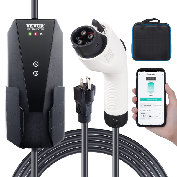 Level 1+2 Portable EV Charger, 16 Amp 120V or 240V, Electric Vehicle Charger with 28-Foot Charging  E415-MGBXCDQJ1216AD1S9V5