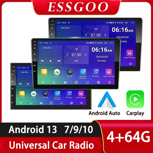Color: Silver, Ships From: CHINA - ?‹ESSGOO Car Radio 2 Din 7"/9"/10" Carplay Auto Android 13 Mp5 U F640-12000037070444256