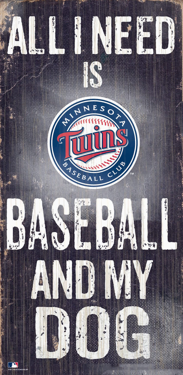 Minnesota Twins Sign Wood 6x12 Baseball and Dog Design Z157-7846020124