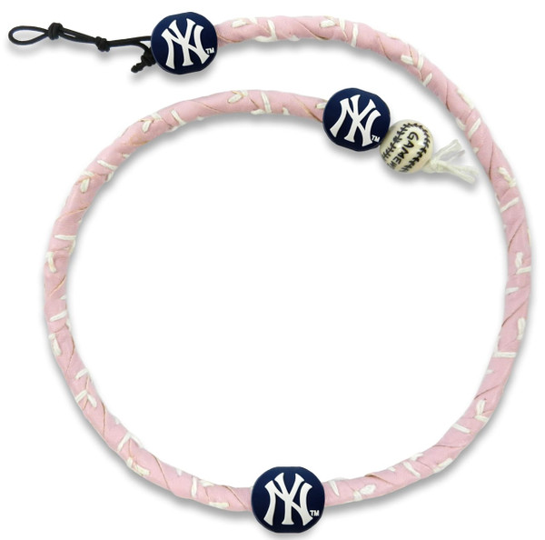 New York Yankees Necklace Frozen Rope Baseball Leather Pink CO Z157-4421404444
