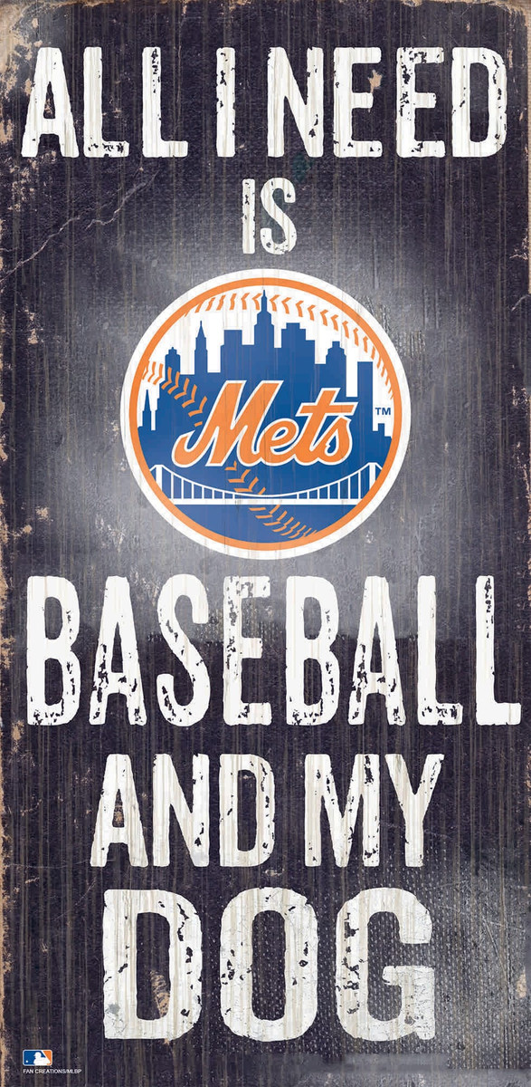 New York Mets Sign Wood 6x12 Baseball and Dog Design Z157-7846024200