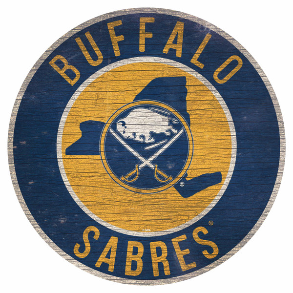 Buffalo Sabres Sign Wood 12 Inch Round State Design Z157-7846037131