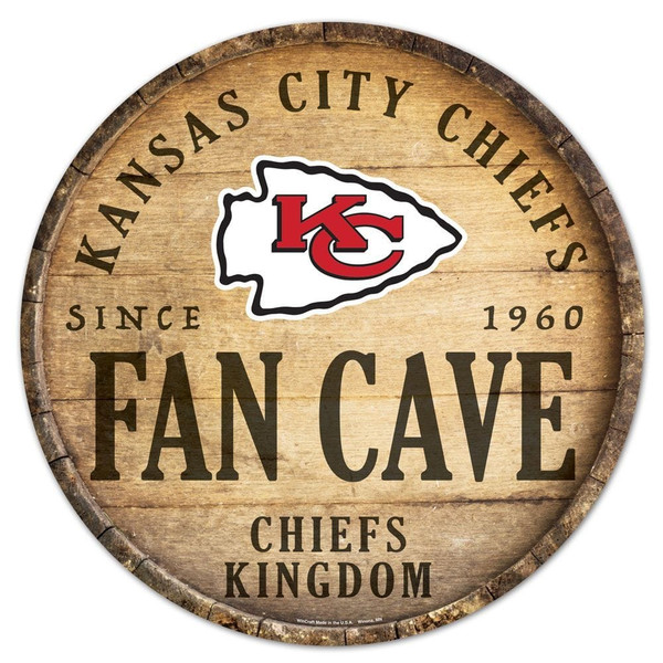 Kansas City Chiefs Sign Wood 14 Inch Round Barrel Top Design Z157-9416628473