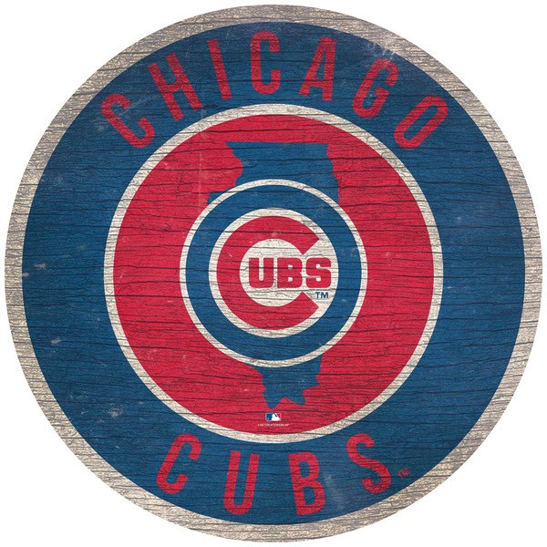 Chicago Cubs  Sign Wood 12 Inch Round State Design Z157-7846020542