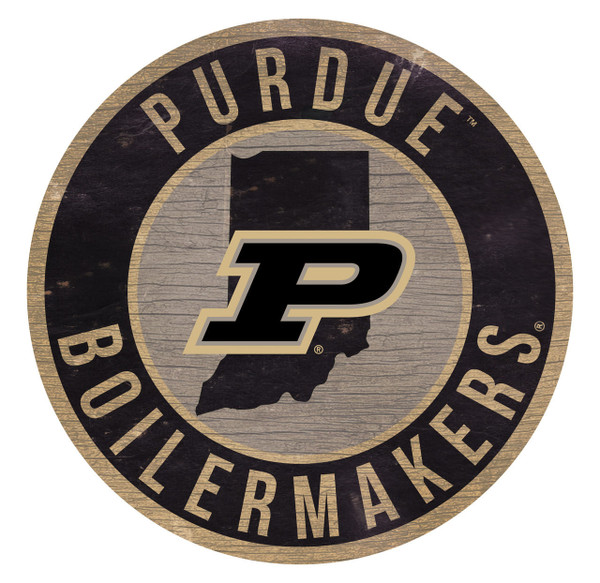 Purdue Boilermakers Sign Wood 12 Inch Round State Design Z157-7846020184