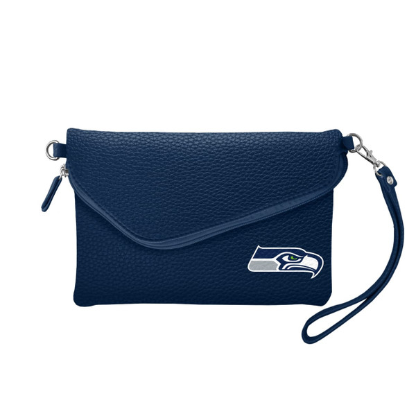 Seattle Seahawks Purse Pebble Fold Over Crossbody Navy Z157-8669918089