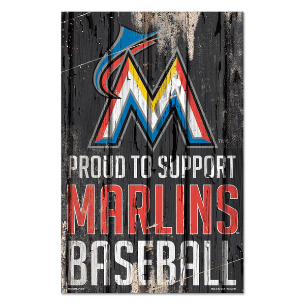 Miami Marlins Sign 11x17 Wood Proud to Support Design Z157-3208594440