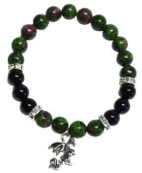 8mm Ruby Zoisite/ Black Onyx with Dragon H558-JB8RUBB