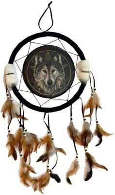 Wolf dream catcher 13" H558-RD406