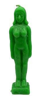 6 3/4" Green Woman candle H558-CBFG