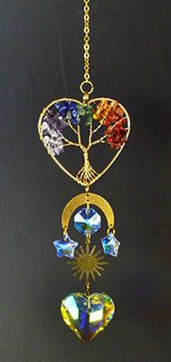 13 1/2"  7 Chakra Heart sun catcher H558-FSCWH01
