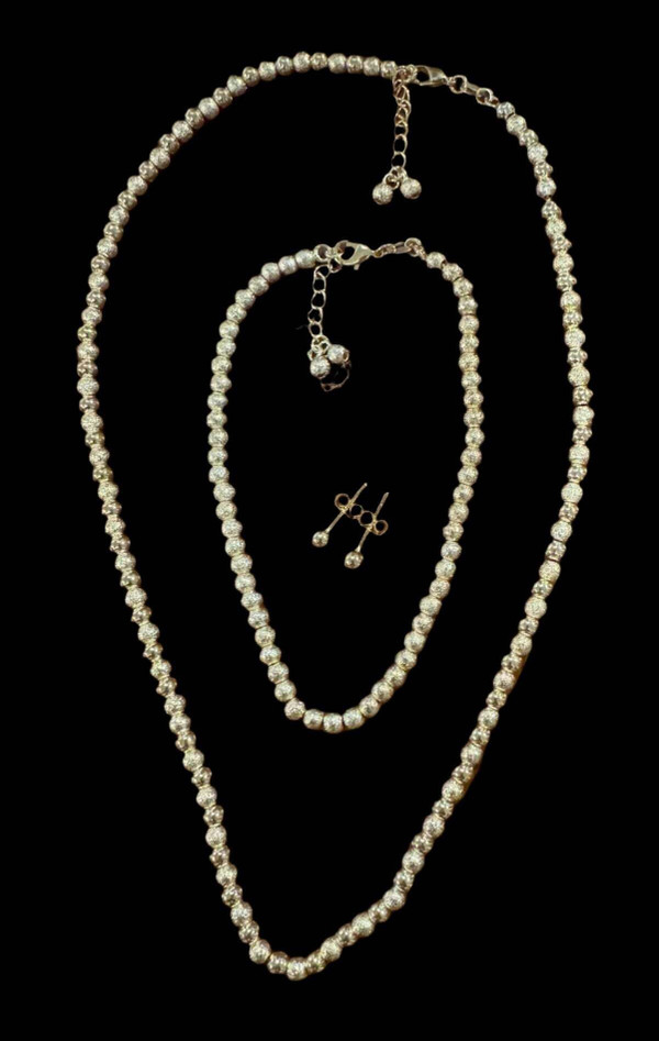 Color: ROSEGOLD - Minimalist's Delight Tiny Dot Studs Bracelet And Necklace Set in Silver RoseGold  K290-50696381792529