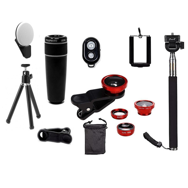 Color: RED - 11 in 1 Smartphone Camera Lens Kit K290-14071594713123