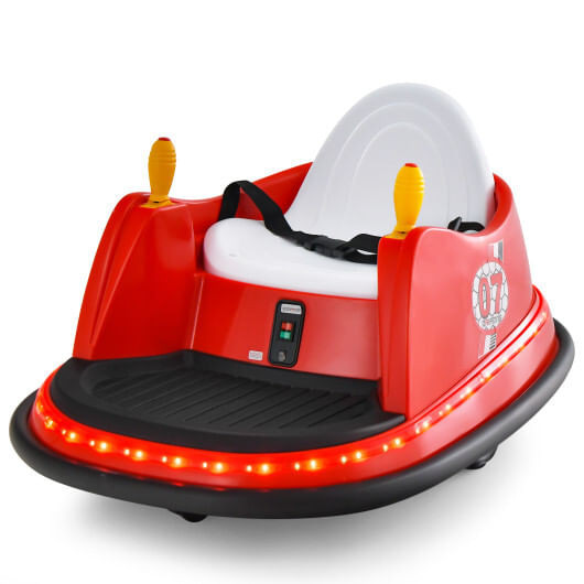 12V Electric Kids Ride On Bumper Car with Flashing Lights for Toddlers-Red - Color: Red D681-TQ10161US-RE
