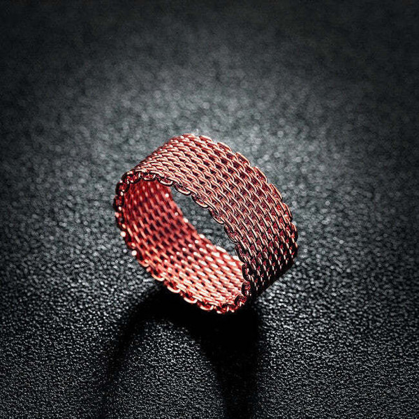 Style: Rose Gold,Ring Size: 8 - Cherish Mesh Rings In 18kt Gold Plating Rose Gold Plating And 925 S K290-44721926078737