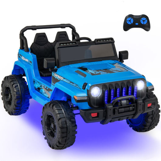 12V Kids Ride-on Jeep Car with 2.4 G Remote Control-Blue - Color: Blue D681-TY328019NY