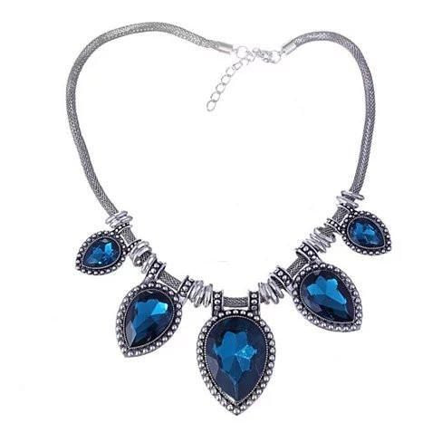 Color: Crystal Clear - BeYOUtiful Crystal And Antique Silver Style Statement Necklace K290-1264758292