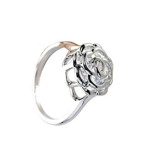 Select Pack: WHITE GOLD,Size: 6 - Rose Is A Rose Rings 18kt Rose Crystals In White Yellow And Rose  K290-13710664007715