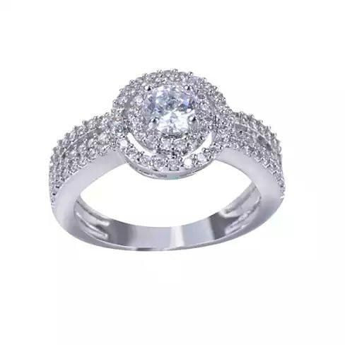 Size: 6 - ARTDECO Double Halo Ring 18Kt White Gold Overlay K290-5721993285