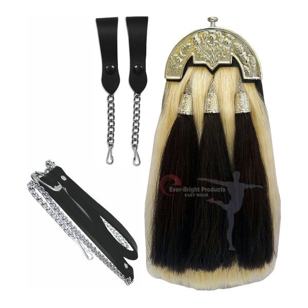 Original Horse Hair Sporran With Unique Chrome Cantel A657-2