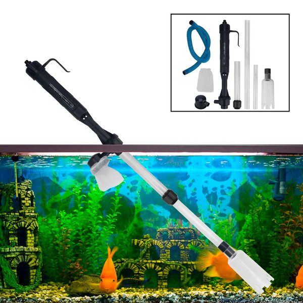 Waste Remover Filters Tools Aquarium Fish Tank Pipe Vacuum Suction Filter Battery Operated Water Ch F640-3256806883782029