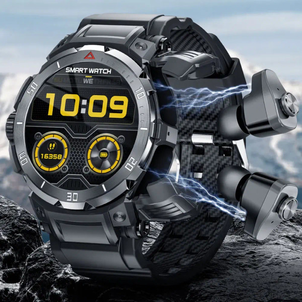 Color: WHITE - 2024 New 3 in 1 Smart Watch for Men With TWS Headset Rugged Bluetooth Call IP67 Wate F640-12000038915894461