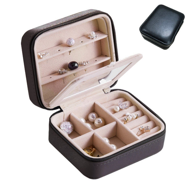 Color: BLACK - Cool Jewels A Palm Sized Compact Jewelry Box K290-14796219744291