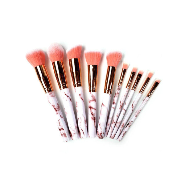 Color: Pink Glow - La Canica 10 In 1 Makeup Brush Set With Travel Friendly Container K290-31551003983958