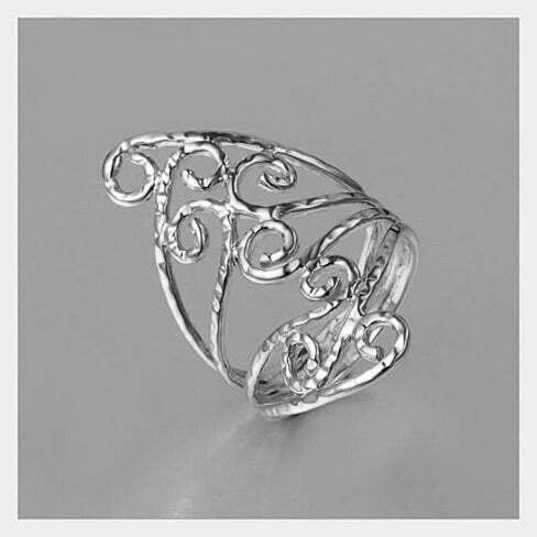 Color: Silver,Size: 6 - Swirl & Twirl - The 18kt Gold Plated Fine Filigree Ring K290-47408357146897