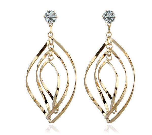 Color: SILVER - Charming Windchimes Crystal Stud Hook Earrings In Golden And Silver Tone K290-50768272458001