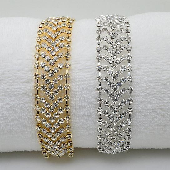 Size: Gold - Brocade Bracelet Crystal Chevron Design In Vintage Look K290-33698849872