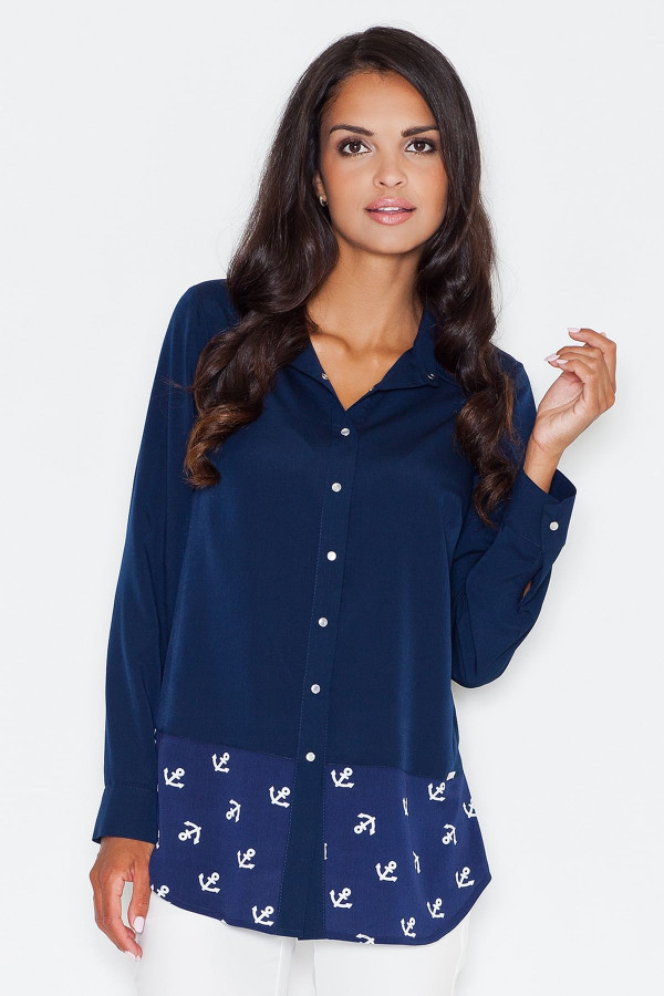 navy blue - Shirt model 43746 Figl U704-43746