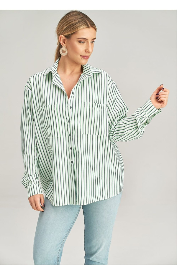 green - Long sleeve shirt model 198490 Figl U704-198490