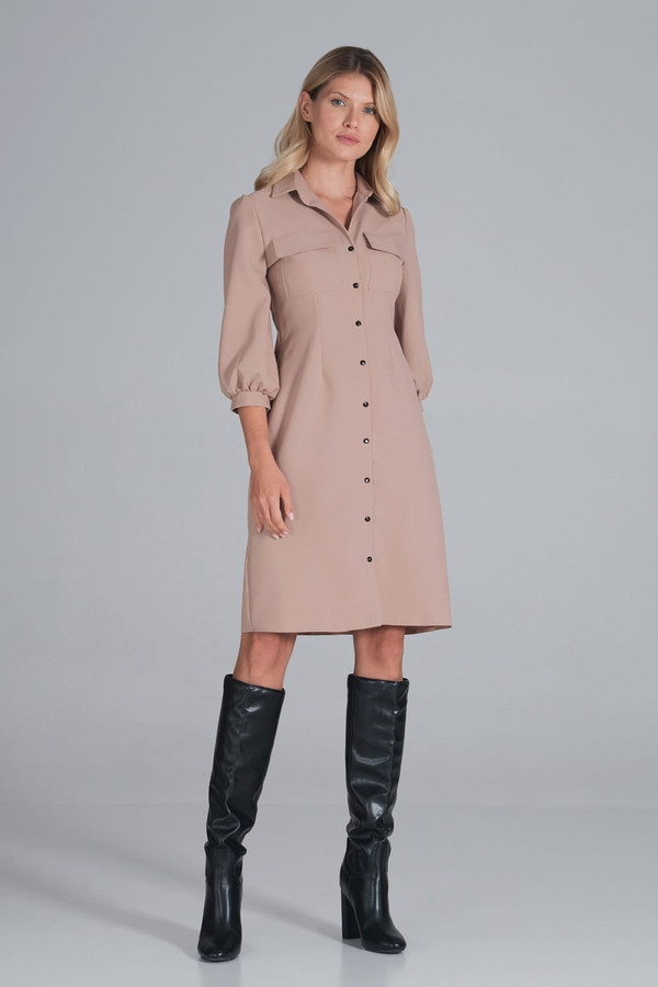beige - Daydress model 162387 Figl U704-162387