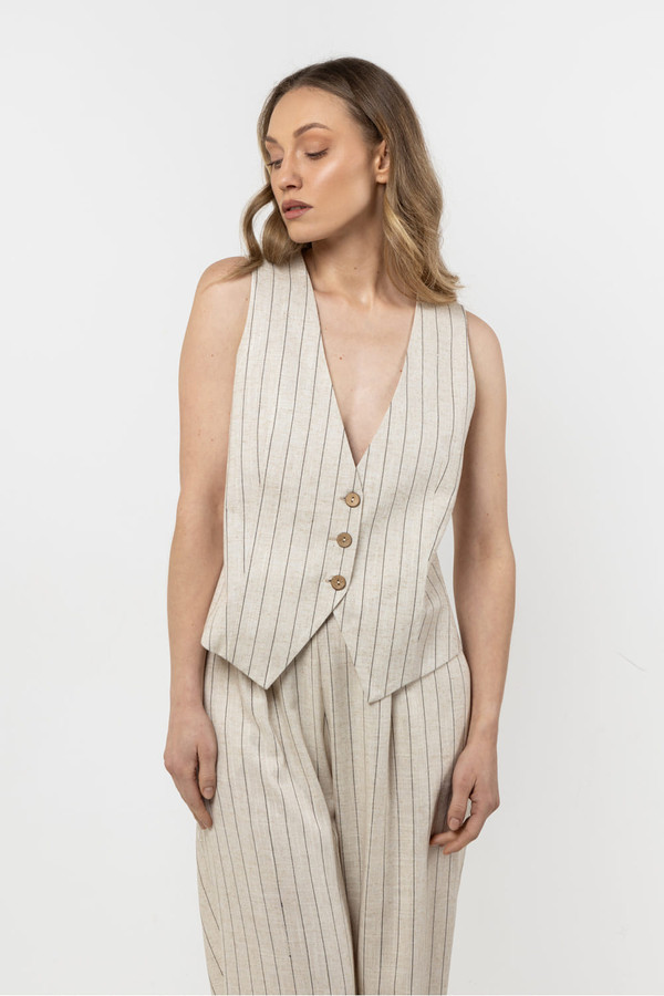 beige - Gilet model 212179 awama U704-212179