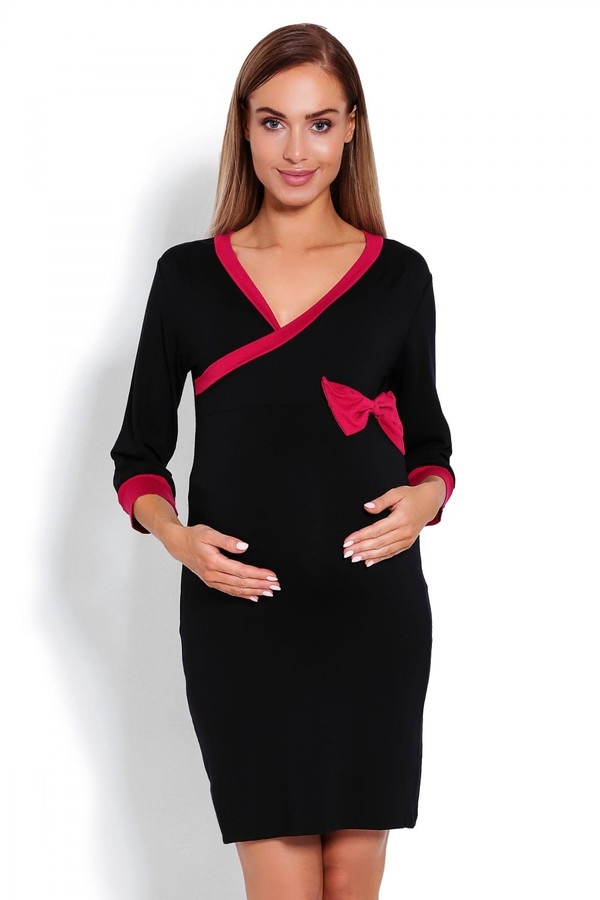 black - maternity nightgown model 122952 PeeKaBoo U704-122952