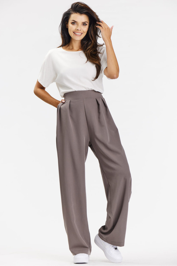 brown - Women trousers model 201252 awama U704-201252