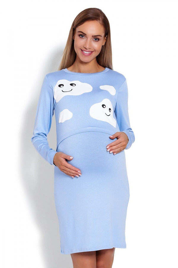 blue - maternity nightgown model 122962 PeeKaBoo U704-122962