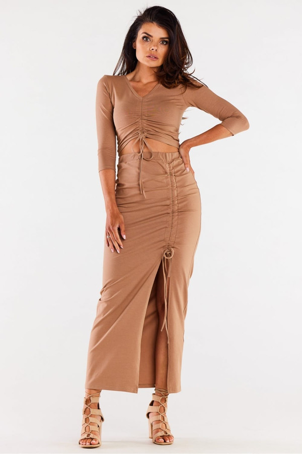 beige - Long skirt model 181243 Infinite You U704-181243