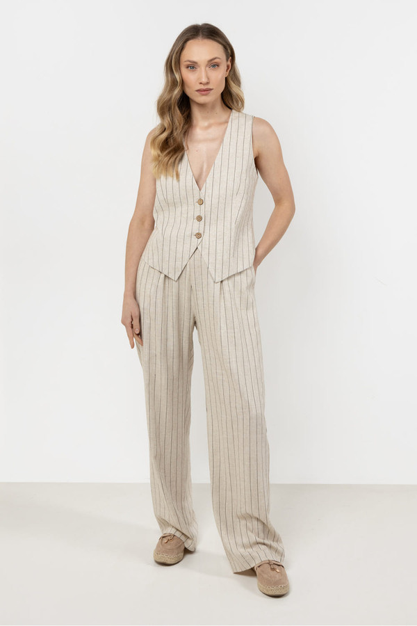 beige - Women trousers model 212187 awama U704-212187