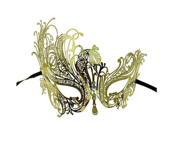 Kbw Women s Swan Metal Filigree Laser Cut Venetian Masquerade Mask Gold N274-FC01010545
